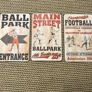 3 metal sports signs